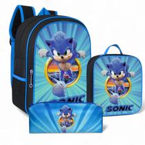 Mochila Infantil Escolar Meninos Masculino Criança Bolsa + Estojo Grande + Lancheira Térmica