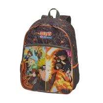 Mochila Infantil Escolar Naruto Shippuden Preta De Costas Grande 40Cm 25L Impermeável Presente Volta As Aulas 978A04