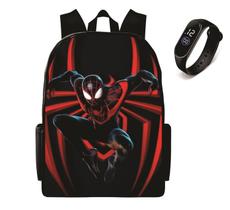 Mochila Infantil Escolar Para Crianças Homem aranha Mais Relogio Digital Led