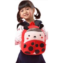 Mochila infantil escolar pelúcia formato joaninha fofa - Filó Modas