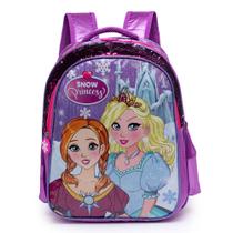 Mochila infantil escolar princesa impermeável espaçosa roxo