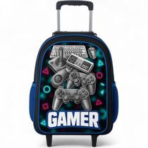 Mochila Infantil Escolar Reforçada Rodinha Masculina Menino Gamer