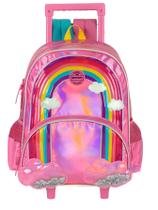 Mochila Infantil Escolar Roda Arco-Íris Holográfico