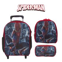 Mochila Infantil Escolar Rodinha Homem Aranha Com Lancheira