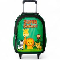 Mochila Infantil Escolar Rodinha Masculina Reforçada Bolsa Menino Grande Juvenil Safari