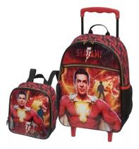 Mochila Infantil Escolar Shazam Meninos Rodinhas G Lancheira