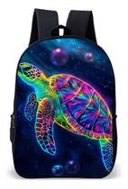 Mochila Infantil Escolar Simples Tema Tartaruga Neon Cores Lançamento