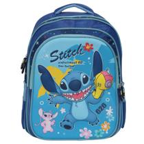 Mochila Infantil Escolar Stitch Costas Resistente Cor Azul