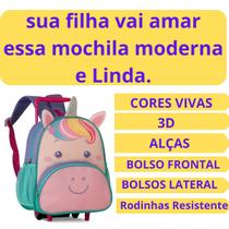 Mochila Infantil Escolar Viagem Creche Com Rodinhas Unicornio - Roxo