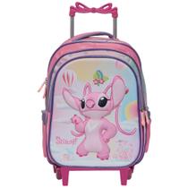 Mochila Infantil Feminina Angel Stitch Rodinha Alto Relevo