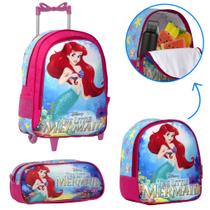 Mochila Infantil Feminina Ariel Reforçada de Rodinha Estojo Mochila Infantil Feminina Ariel Reforçada de Rodinha Estojo