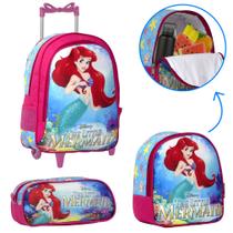 Mochila Infantil Feminina Ariel Reforçada de Rodinha Estojo Mochila Infantil Feminina Ariel Reforçada de Rodinha Estojo