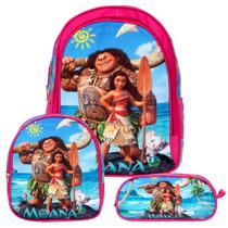 Mochila Infantil Feminina Costas Moana + Lancheira Estojo