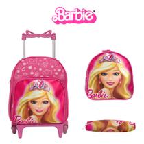 Mochila Infantil Feminina de Rodinhas Creche Barbie Passeio