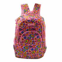 Mochila Infantil Feminina Escolar Reforçada Coração Arco-íris WL8906 Mochila Infantil Feminina Escolar Reforçada Coração Arco-íris WL8906