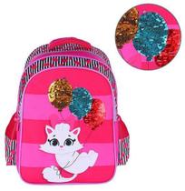 mochila infantil feminina gatinha com lantejoula magica 15,5'' - BF BRASIL