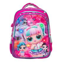 Mochila Infantil Feminina Lol Surprise 3D Led Alça Costas