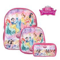 Mochila Infantil Feminina Princesas Costas Com Lancheira