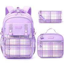 Mochila infantil Fimibuke para meninas impermeável com lancheira roxa Mochila infantil Fimibuke para meninas impermeável com lancheira roxa