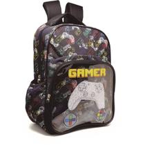 Mochila Infantil Gamer C/BOLSO Frontal MD Preta - KIT