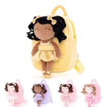 Mochila Infantil Gloveleya com Boneca de Pelúcia - 23cm - Preta