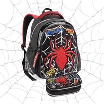 Mochila Infantil Homem Aranha Sonic Speed Alça de Costas e Estojo Duplo Escolar Mochila Infantil Homem Aranha Sonic Speed Alça de Costas e Estojo Duplo Escolar