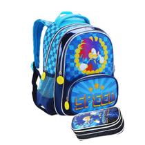 Mochila Infantil Homem Aranha Sonic Speed Alça de Costas e Estojo Duplo Escolar Mochila Infantil Homem Aranha Sonic Speed Alça de Costas e Estojo Duplo Escolar