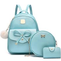 Mochila Infantil IHAYNER com Laço e Pérolas - Couro Sintético Azul Mochila Infantil IHAYNER com Laço e Pérolas - Couro Sintético Azul