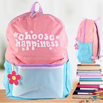 Mochila Infantil Juvenil Alças E Chaveiro Choose Happiness