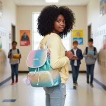 Mochila Infantil Juvenil Creche Escola Colorida Brilhante Mágica Design Exclusivo Cores Vibrantes