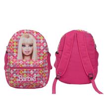 Mochila Infantil Juvenil Escolar Rosa Estampa Barbie Costas