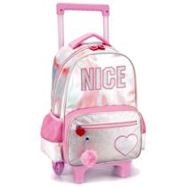 Mochila Infantil Juvenil Nice Escolar Rodinhas Tam Grande Rosa