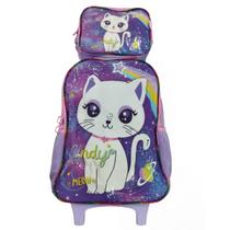 Mochila Infantil Kit Com Lancheira Gatinha Cindy Roxo - Luxcel