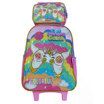 Mochila Infantil Kit Com Lancheira Unicórnio Rosa - Luxcel