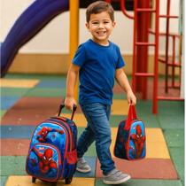 Mochila Infantil Kit Escolar Lilo Stitch Homem Aranha Vários Personagens Menino Lancheira Estojo