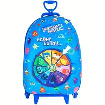 Mochila Infantil Mala Divertidamente Maxtoy Gira Roleta Cor Azul Bolsa Escolar - Diplomata