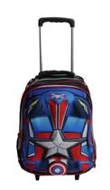 Mochila Infantil Masculina Carros America 3D Rodinhas Aulas