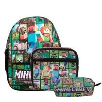 Mochila Infantil Masculina de Costas Estampa Minecraft Mochila Infantil Masculina de Costas Estampa Minecraft