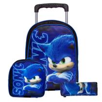 Mochila Infantil Masculina Escolar Sonic Lancheira Estojo - Toys 2U