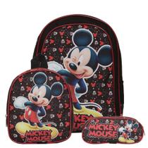 Mochila Infantil Masculina Mickey Mouse Costas + Lancheira