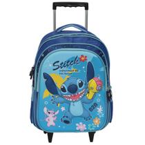 Mochila Infantil Masculina Rodinha Stitch Tam G Cor Azul