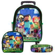 Mochila Infantil Masculina Rodinhas Resistente Minecraft