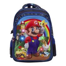 Mochila Infantil Masculina Super Mario 3D Costas Led Tam G