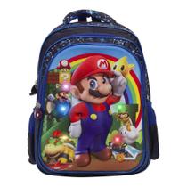 Mochila Infantil Masculina Super Mario 3D Costas Led Tam G