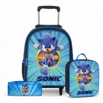 Mochila Infantil Masculino Rodinha+Lancheira Térmica+ Estojo
