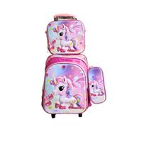 Mochila Infantil Menina 3 em 1 Kit Acompanha Mochila, Estojo e Lancheira térmica Com estampas 3D