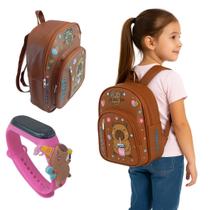 Mochila Infantil Menina Feminino Capivara Com Relogio Digital Led Data Hora Mochila Infantil Menina Feminino Capivara Com Relogio Digital Led Data Hora