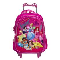 Mochila Infantil Menina Rodinha Princesas 3D Led Frontal