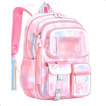 Mochila Infantil Meninas Moda Colorida Bolsa Escolar De Costas Espaço Notebook Porta Garrafa
