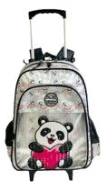 Mochila Infantil Meninas Ursinho Panda Rodinhas Arco-íris G